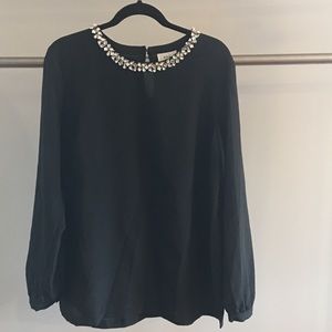 Sheer jeweled neck ECI LONG sleeve blouse XL